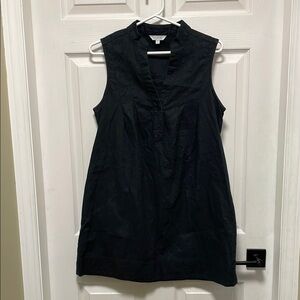 Pure | Alfred Sung|Black |Sleeveless |Mandarin Collar |Mini |Linen|Dress |Size S